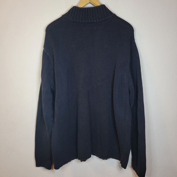 Polo Jeans Company Mens Ralph Lauren Sz XXL Dark Blue Quarter Zip Sweater Y2K - Picture 3 of 9